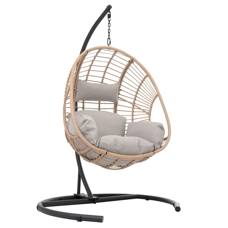 Outdoor Indoor PE Wicker Swing Egg chair with Cushion