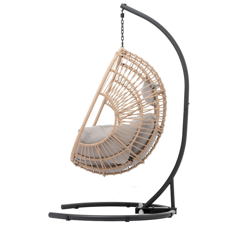 Outdoor Indoor PE Wicker Swing Egg chair with Cushion