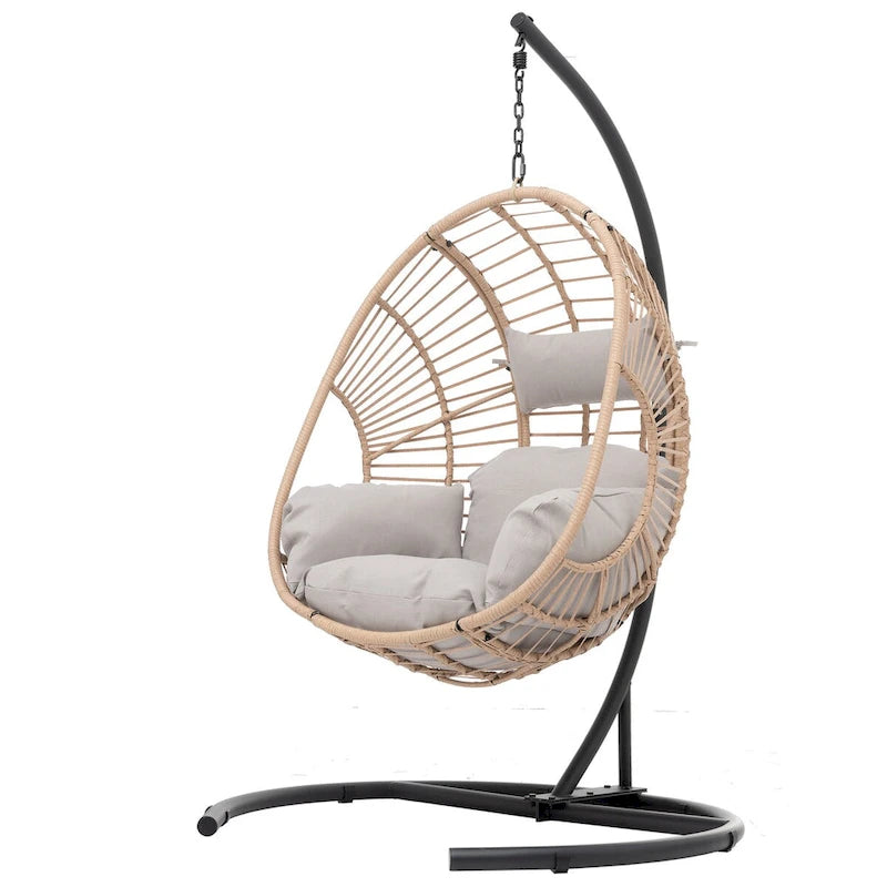 Outdoor Indoor PE Wicker Swing Egg chair with Cushion