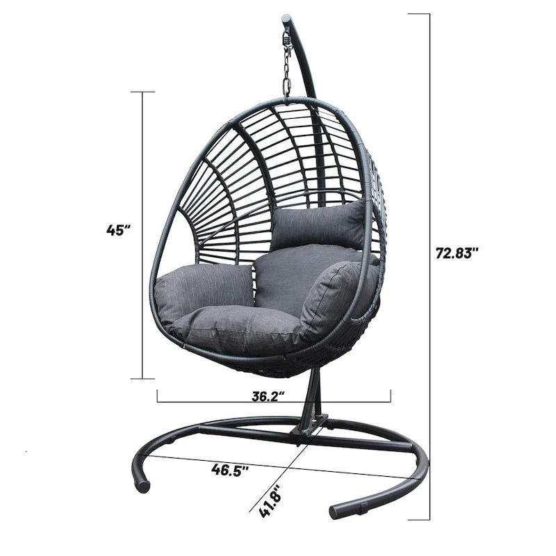 Outdoor Indoor PE Wicker Swing Egg chair with Cushion