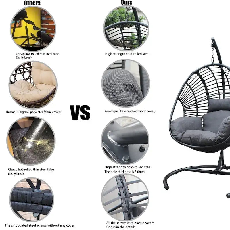 Outdoor Indoor PE Wicker Swing Egg chair with Cushion