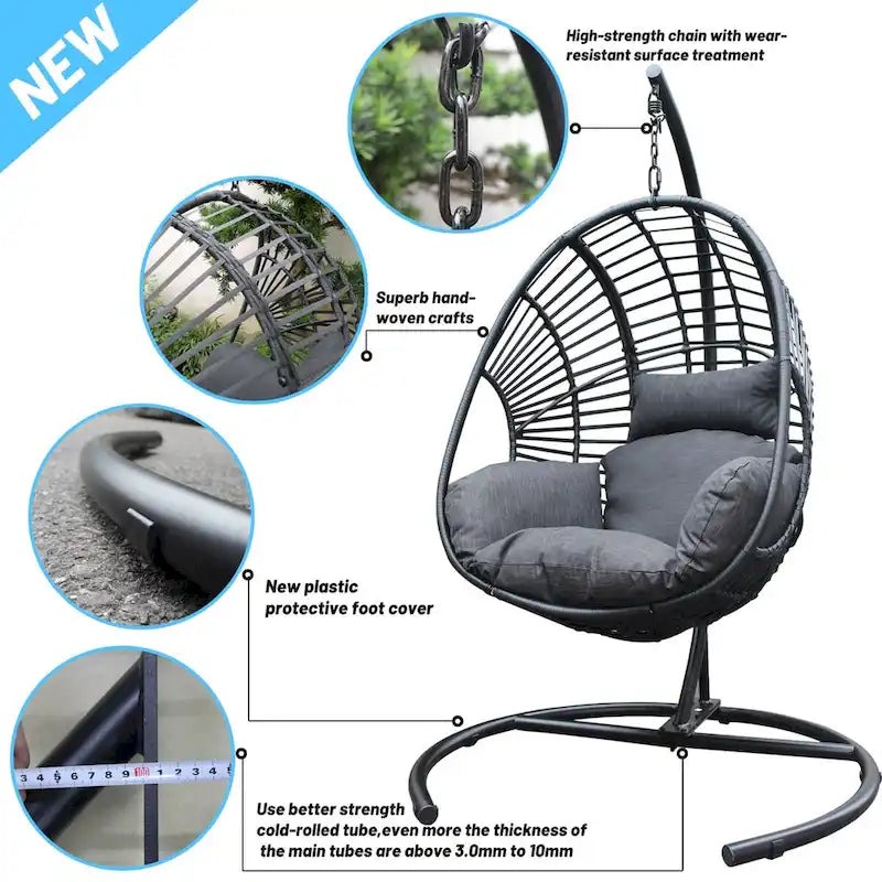 Outdoor Indoor PE Wicker Swing Egg chair with Cushion