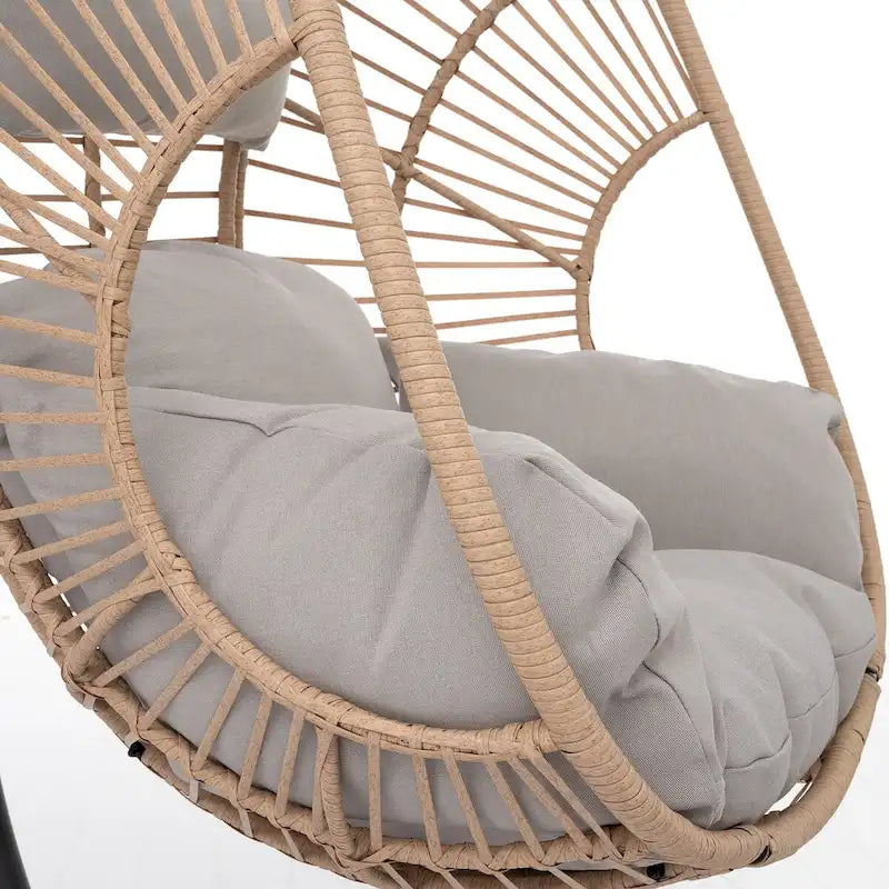 Outdoor Indoor PE Wicker Swing Egg chair with Cushion