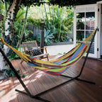 72 Yellow and Blue Striped Woven Double Brazilian Hammock - 73