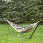 72 Yellow and Blue Striped Woven Double Brazilian Hammock - 73