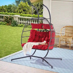 2 Person Outdoor Rattan Hanging Chair Patio Wicker Egg Chair