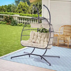 2 Person Outdoor Rattan Hanging Chair Patio Wicker Egg Chair