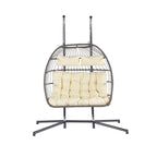 2 Person Outdoor Rattan Hanging Chair Patio Wicker Egg Chair