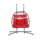 2 Person Outdoor Rattan Hanging Chair Patio Wicker Egg Chair