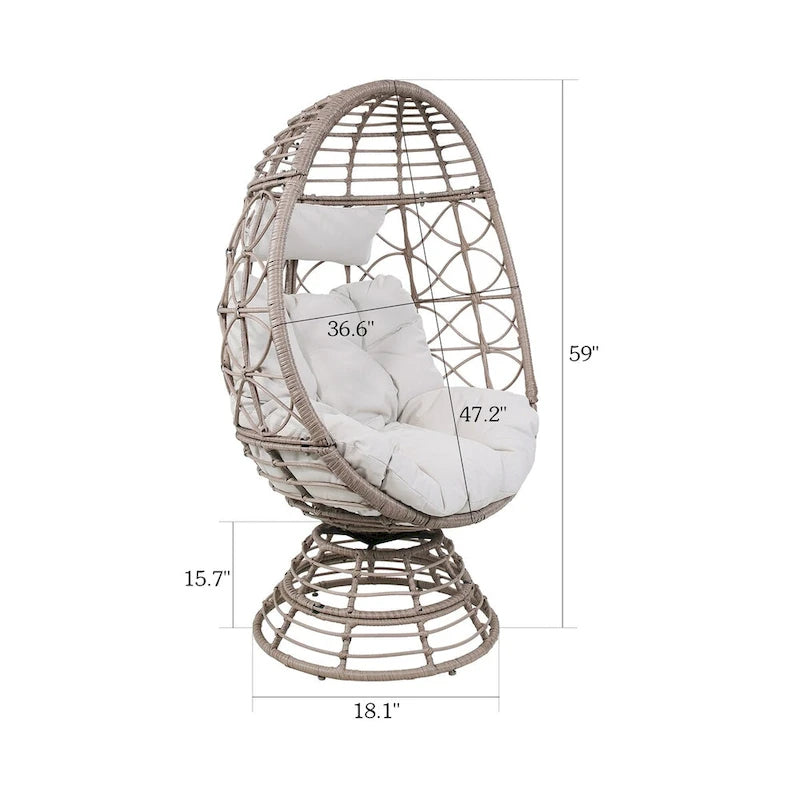Wicker Egg Chair, Nest Basket Indoor/Outdoor Lounger for Patio