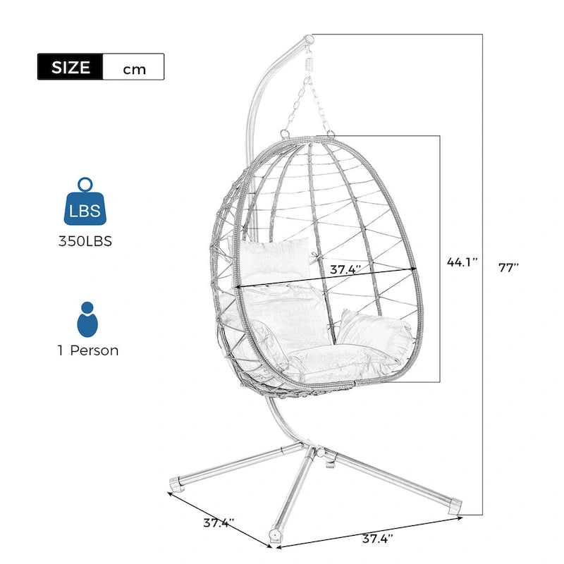 Indoor Outdoor Egg Chair Swing Chair with Cushion