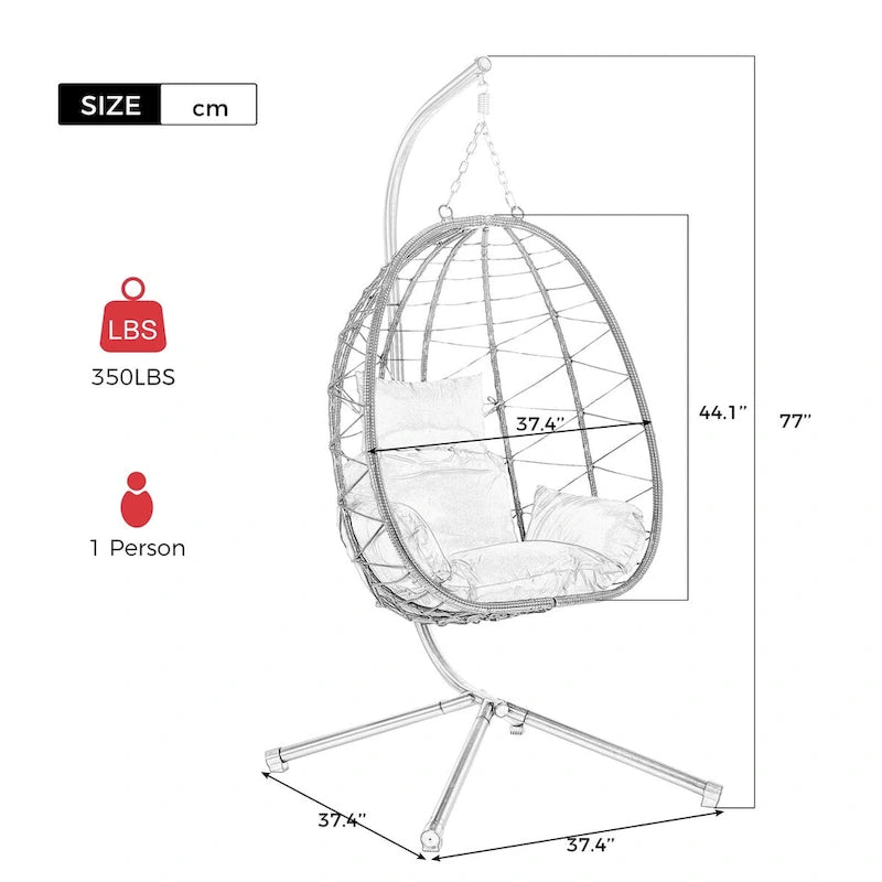 Indoor Outdoor Egg Chair Swing Chair with Cushion