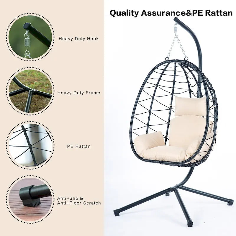 Indoor Outdoor Egg Chair Swing Chair with Cushion