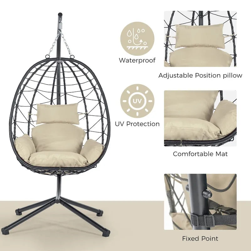 Indoor Outdoor Egg Chair Swing Chair with Cushion