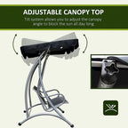 3-Seat Outdoor Canopy Swing with Stand, Adjustable Shade, Steel Frame