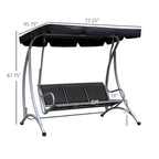 3-Seat Outdoor Canopy Swing with Stand, Adjustable Shade, Steel Frame