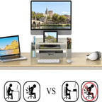 Monitor Stand Riser with Sliding Drawer – Rustic Brown / Black / Maple / Espresso / White / Oak, Single User