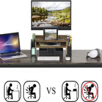Monitor Stand Riser with Sliding Drawer – Rustic Brown / Black / Maple / Espresso / White / Oak, Single User