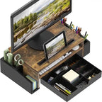 Monitor Stand Riser with Sliding Drawer – Rustic Brown / Black / Maple / Espresso / White / Oak, Single User