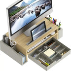 Monitor Stand Riser with Sliding Drawer – Rustic Brown / Black / Maple / Espresso / White / Oak, Single User