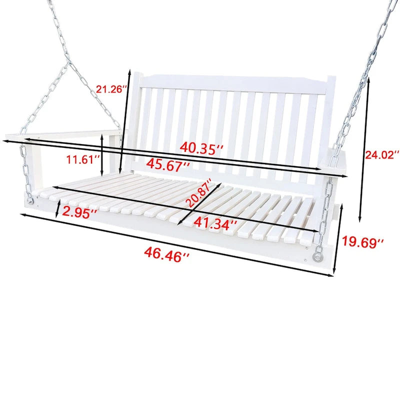 Front Porch Swing with Armrests,Wood Bench Swing with Hanging Chains,for Outdoor Patio,Garden Yard,porch,backyard