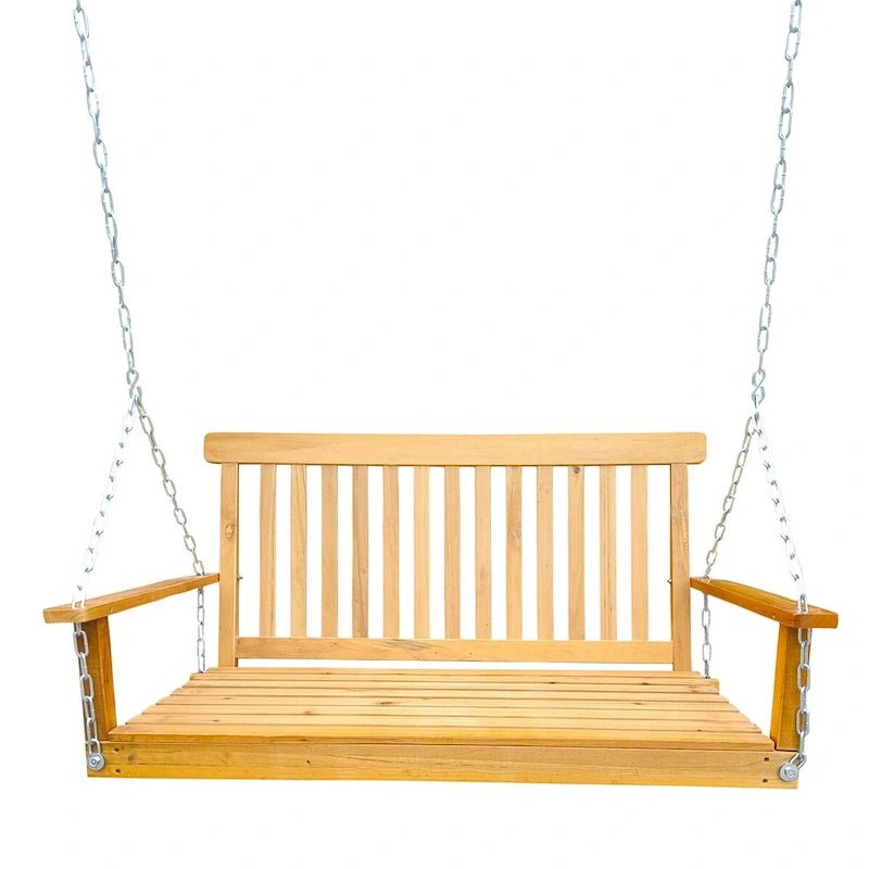 Front Porch Swing with Armrests,Wood Bench Swing with Hanging Chains,for Outdoor Patio,Garden Yard,porch,backyard