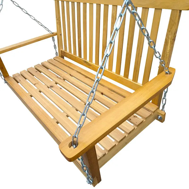 Front Porch Swing with Armrests,Wood Bench Swing with Hanging Chains,for Outdoor Patio,Garden Yard,porch,backyard