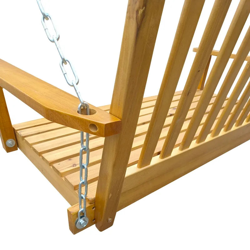 Front Porch Swing with Armrests,Wood Bench Swing with Hanging Chains,for Outdoor Patio,Garden Yard,porch,backyard
