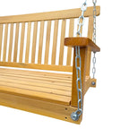 Front Porch Swing with Armrests,Wood Bench Swing with Hanging Chains,for Outdoor Patio,Garden Yard,porch,backyard