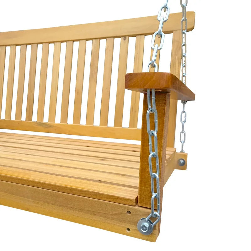 Front Porch Swing with Armrests,Wood Bench Swing with Hanging Chains,for Outdoor Patio,Garden Yard,porch,backyard