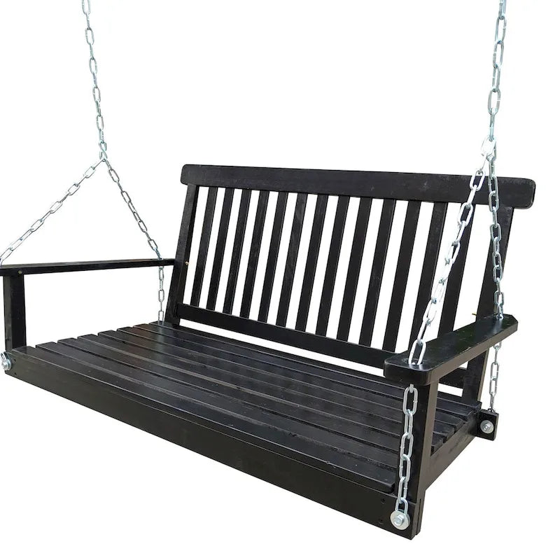 Front Porch Swing with Armrests,Wood Bench Swing with Hanging Chains,for Outdoor Patio,Garden Yard,porch,backyard