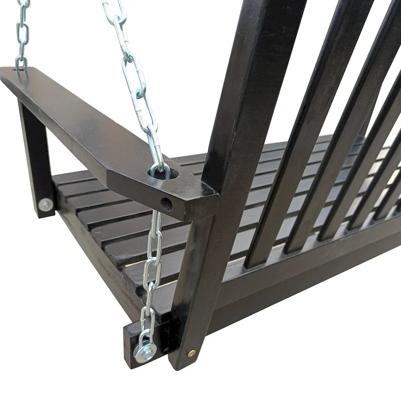 Front Porch Swing with Armrests,Wood Bench Swing with Hanging Chains,for Outdoor Patio,Garden Yard,porch,backyard