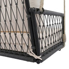 1-Piece Woven Rope Outdoor Swing Sofa with Soft Cushions Seating