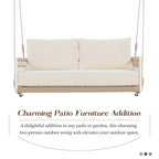 1-Piece Woven Rope Outdoor Swing Sofa with Soft Cushions Seating