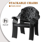 7-Pc Aluminum Patio Set , 6 x Armchairs with Cushions In Random Colors with 1 With Umbrella Hole Table
