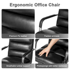 PU Leather Swivel Office Chair with Bamboo Armrests – Cocoa / Brown / Black, Mid-Back, Single User