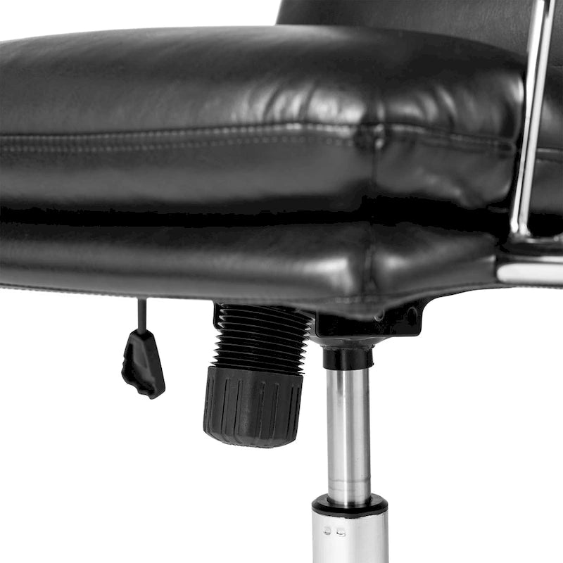 PU Leather Swivel Office Chair with Bamboo Armrests – Cocoa / Brown / Black, Mid-Back, Single User