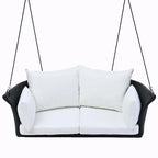 2-Person Rattan Woven Swing Chair with Ropes for Porch