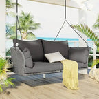 2-Person Rattan Woven Swing Chair with Ropes for Porch