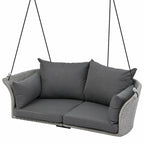 2-Person Rattan Woven Swing Chair with Ropes for Porch