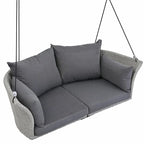 2-Person Rattan Woven Swing Chair with Ropes for Porch