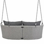 2-Person Rattan Woven Swing Chair with Ropes for Porch