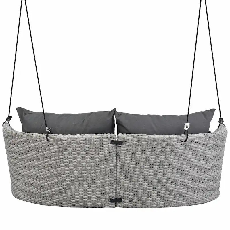 2-Person Rattan Woven Swing Chair with Ropes for Porch