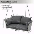 2-Person Rattan Woven Swing Chair with Ropes for Porch