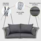 2-Person Rattan Woven Swing Chair with Ropes for Porch