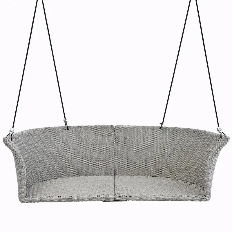 2-Person Rattan Woven Swing Chair with Ropes for Porch