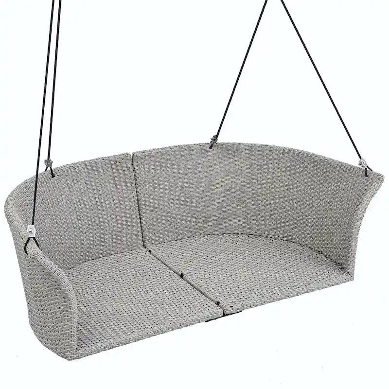 2-Person Rattan Woven Swing Chair with Ropes for Porch