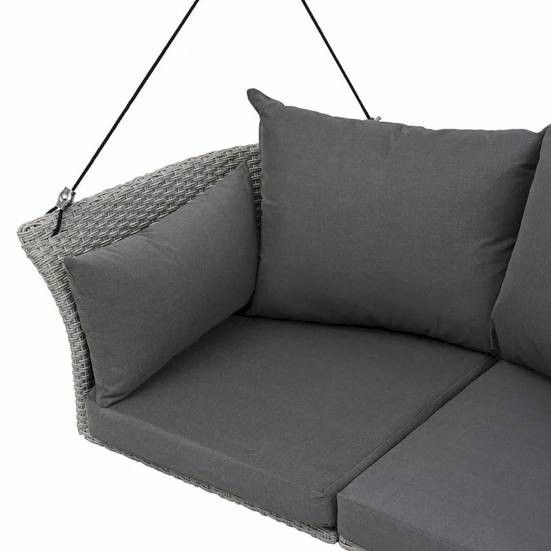 2-Person Rattan Woven Swing Chair with Ropes for Porch