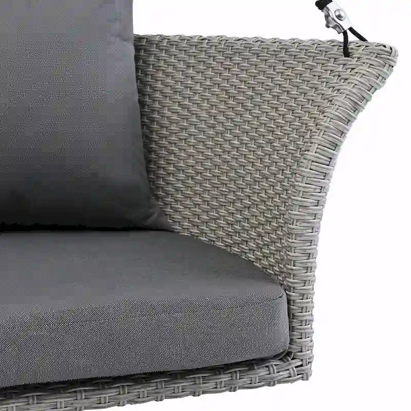 2-Person Rattan Woven Swing Chair with Ropes for Porch