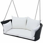 2-Person Rattan Woven Swing Chair with Ropes for Porch